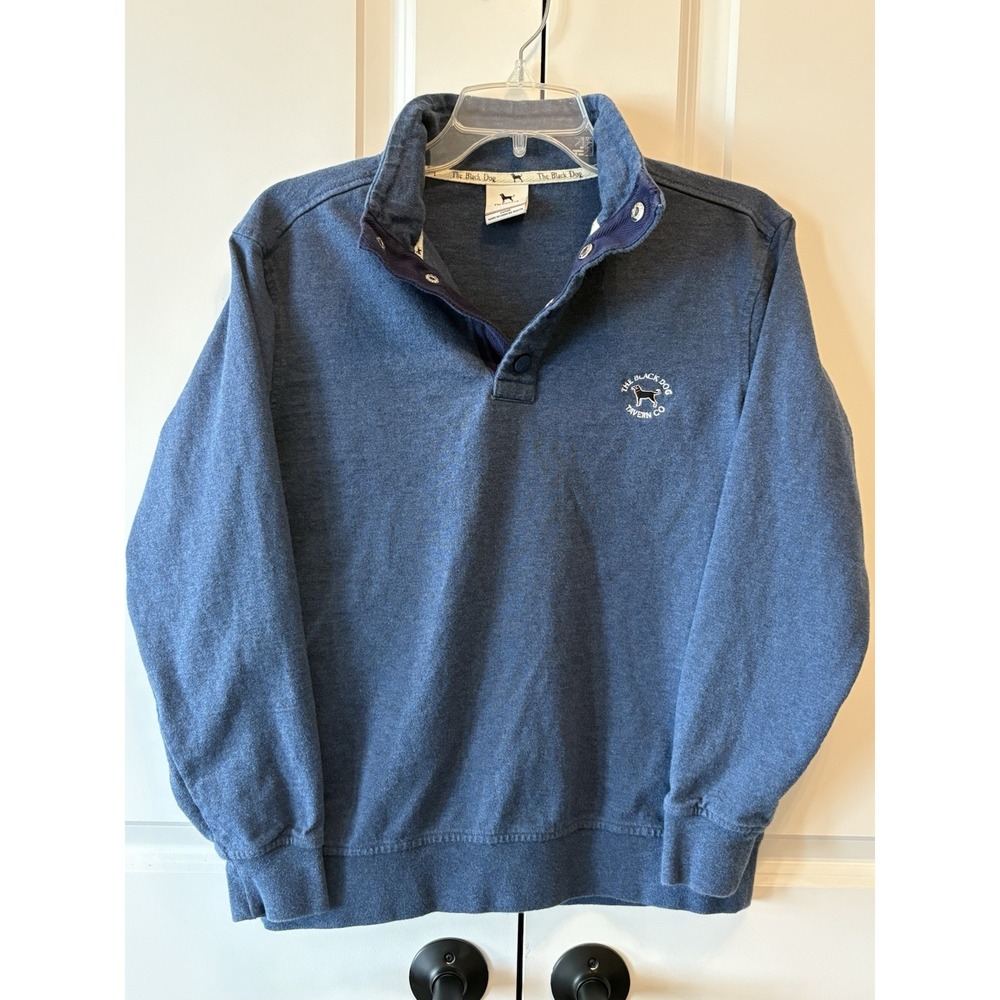The Black Dog Tavern Co Men's XS Blue snap-placket pullover sweatshirt